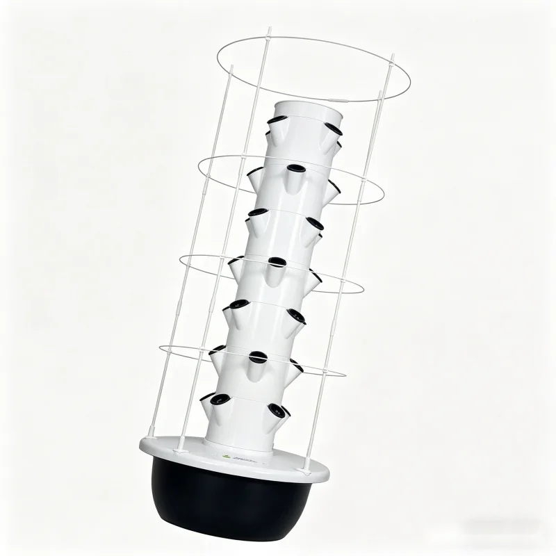 Hydroponic Tower Planter - 9層エアロポニック水耕栽培野菜プランター、トレリス付きスマート垂直ガーデンタワー、家庭用省スペース土壌不要栽培