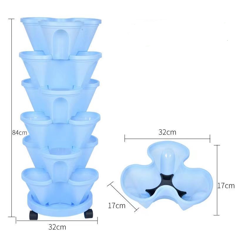 Hydroponic Tower Planter - 積み重ね可能なプラスチック製イチゴ野菜プランター、イチゴハーブ水耕栽培ポット、イチゴ用垂直タワー栽培ポット