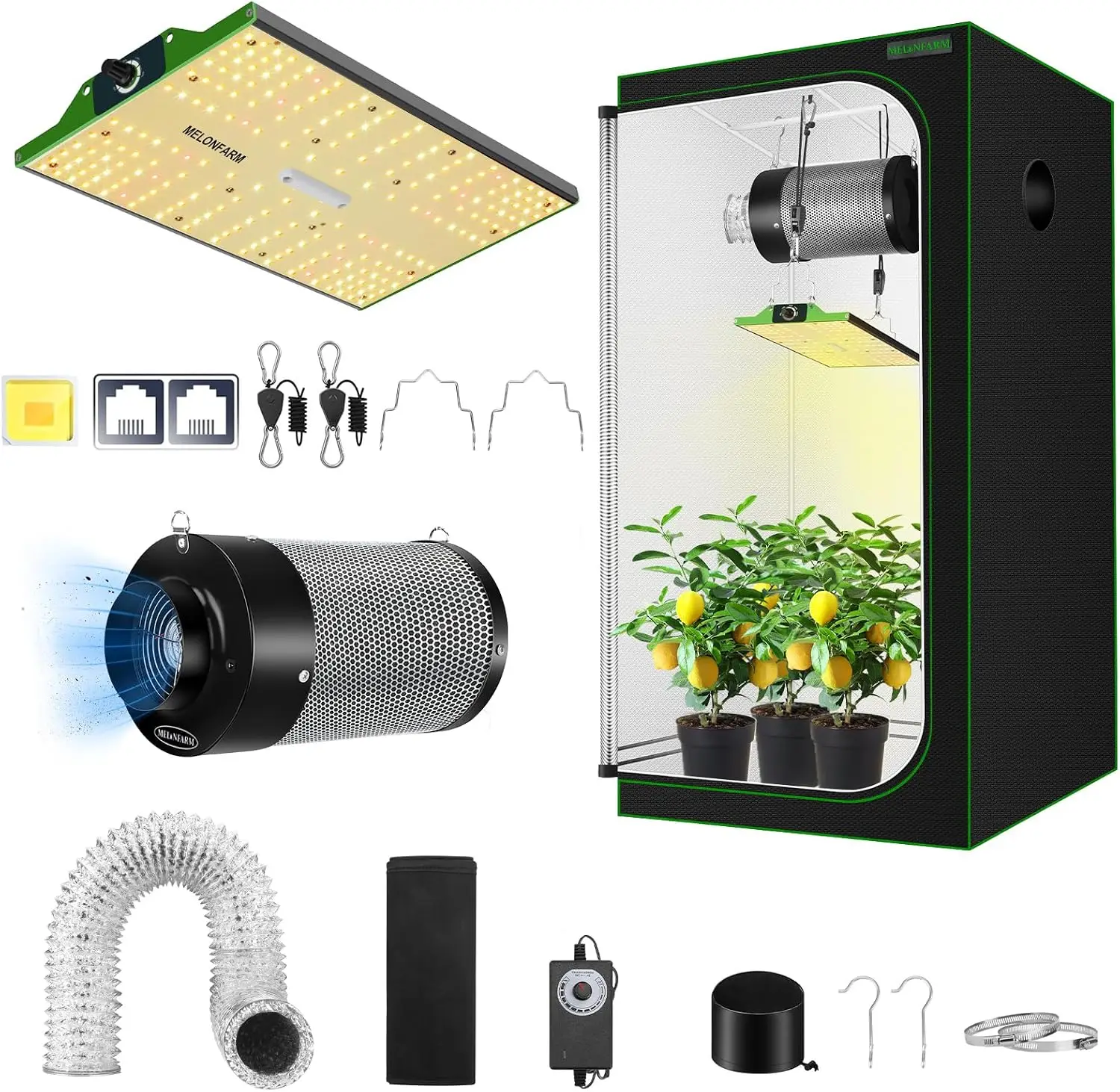 Grow Tent 4X4 - グロウテント完全セットアップ 2x2、70WフルスペクトラムLED育成ライト＆24