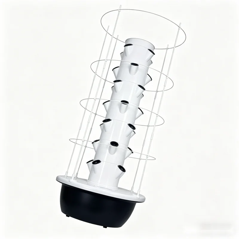 Hydroponic Tower Planter - 5層式スペースツリー垂直水耕栽培タワー、スマート野菜プランター（トレリス付き）、室内庭園、土を使わない栽培、エアロポニック