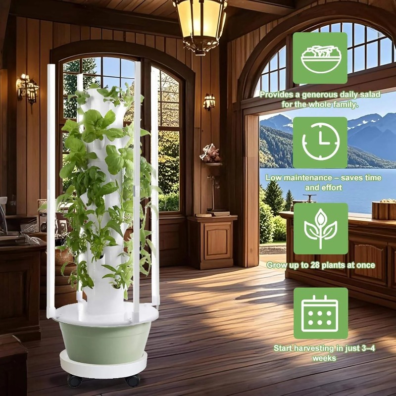 水耕栽培キットシステム（4つのLED育成ライト付き）、水耕栽 - Hydroponic Tower Planter のレビューと価格