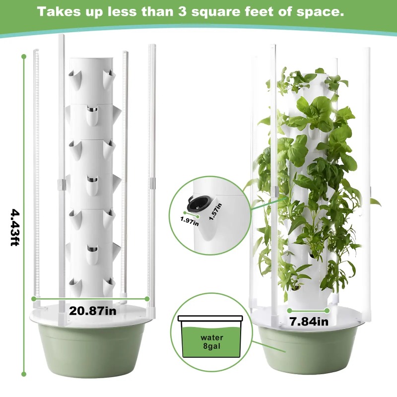 水耕栽培キットシステム（4つのLED育成ライト付き）、水耕栽 - Hydroponic Tower Planter のレビューと価格