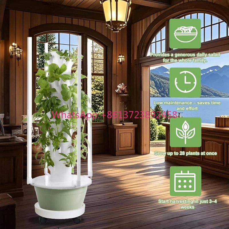 水耕栽培キットシステム（LED育成ライト4個、水耕栽培タワー - Hydroponic Tower Planter のレビューと価格